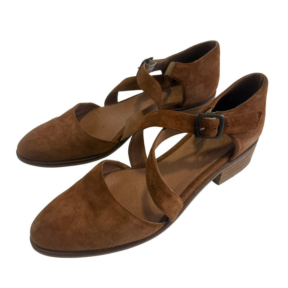 Rebel Brown Suede Strappy Buckle Flats Sandals Made in Portugal Size 37